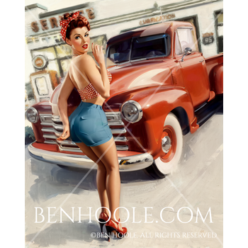 1950s-1960s retro pinup art print by Ben Hoole